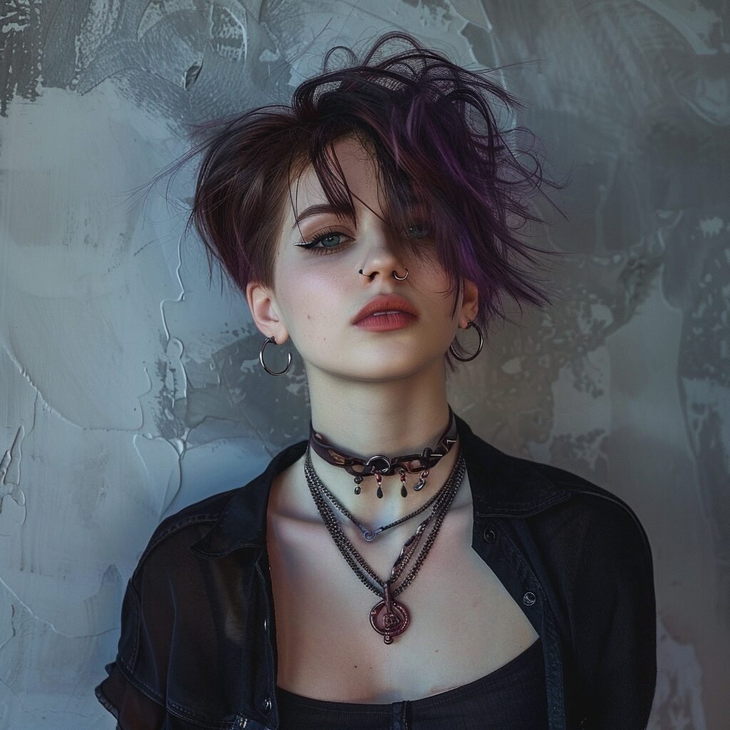 Dunkler Punk-Pixie in Aubergine