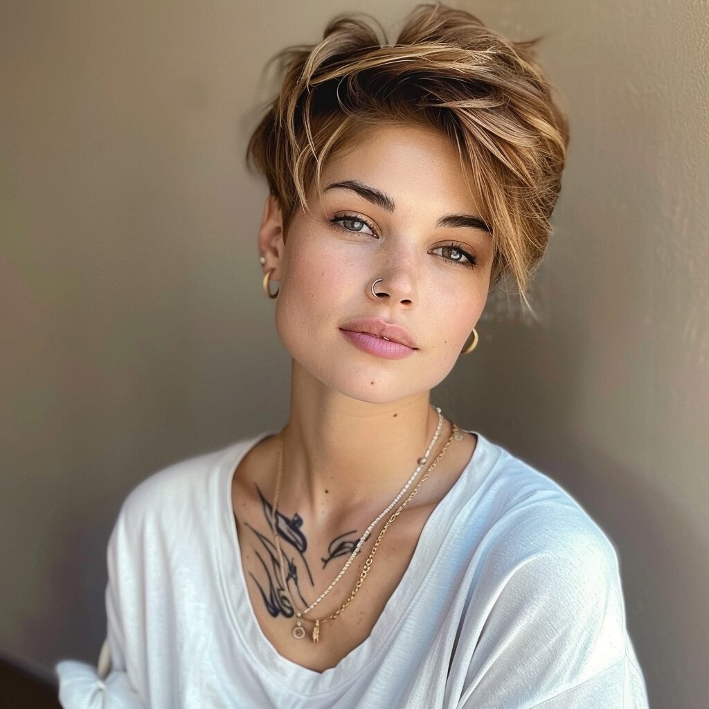 Pixie mit tiefem Seitenscheitel