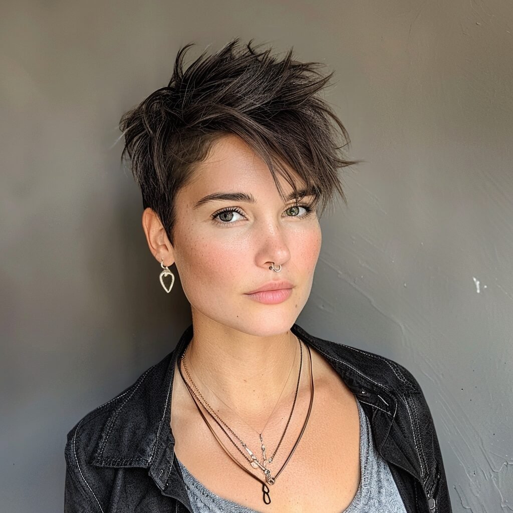 Dunkler Pixie mit Razor-Cut-Spitzen