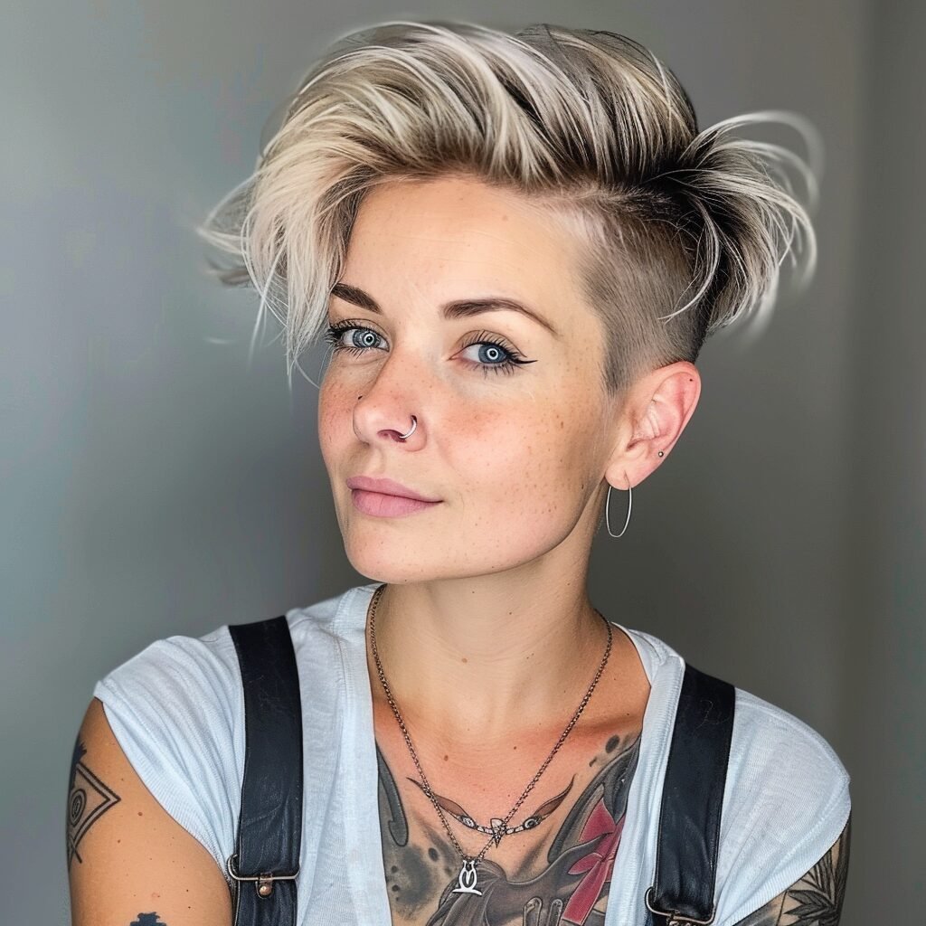 Blonder Pixie mit Temple-Undercut