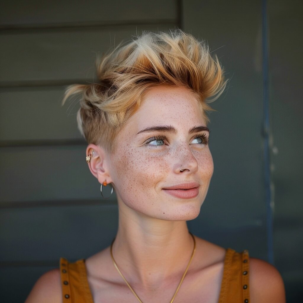 Goldblonder Faux-Hawk-Pixie