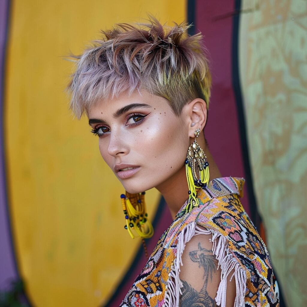 Pastellblonder Choppy-Pixie mit Undercut