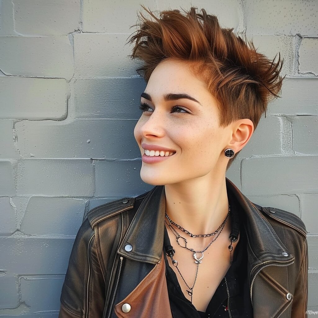 Kupferfarbener Faux Hawk mit Rocker-Attitüde
