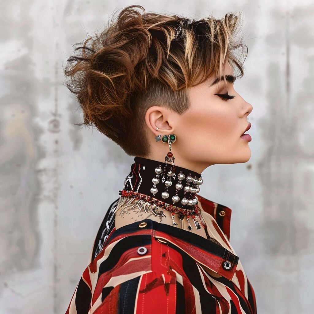 Mutiger Undercut-Pixie mit Locken