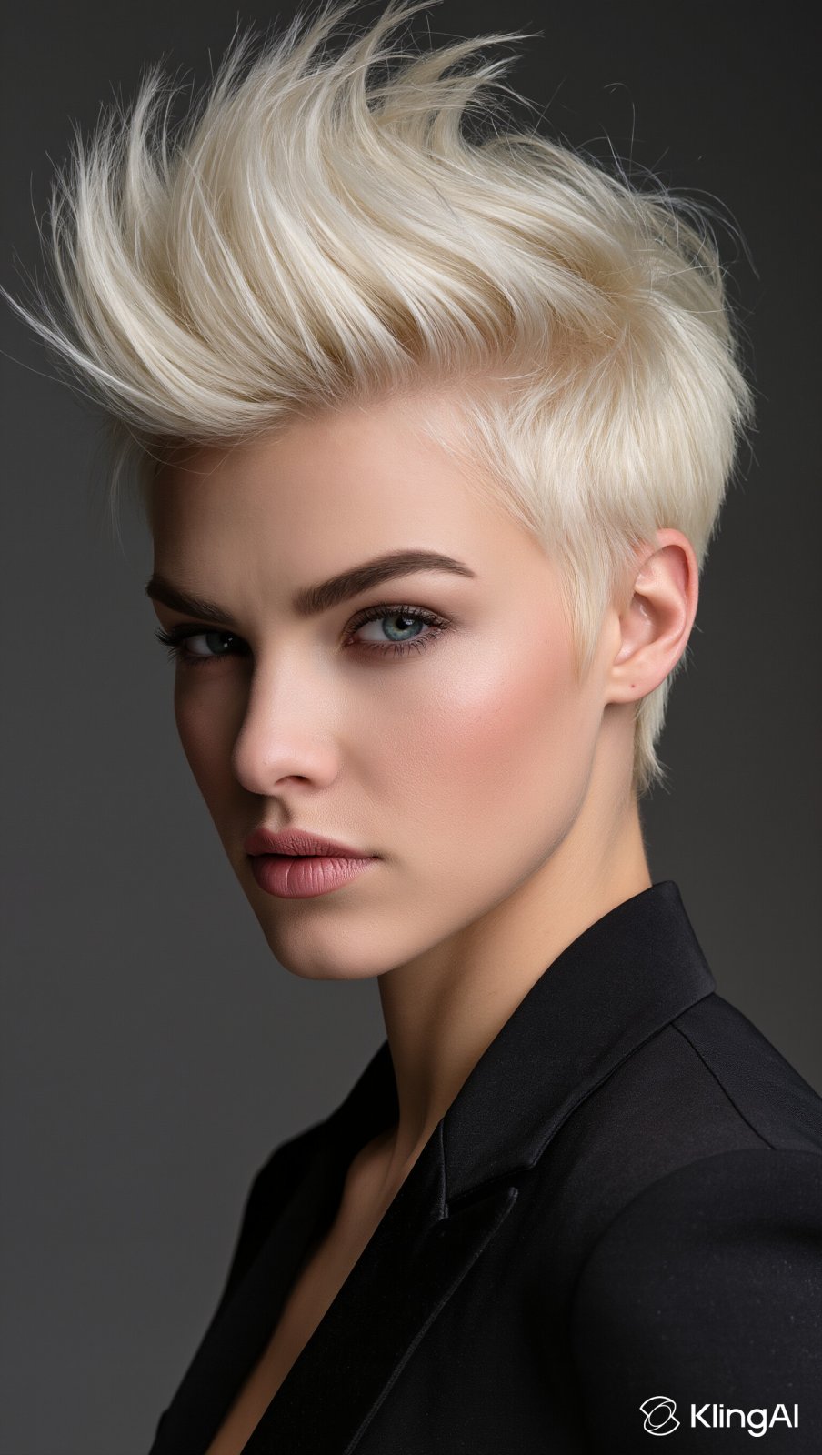 Dramatischer Quiff in Platinblond