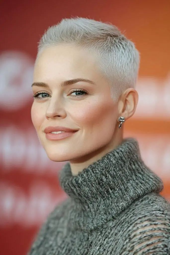 Platinblonder Buzz Cut – Minimalistisch und voller Eleganz